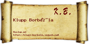 Klupp Borbála névjegykártya